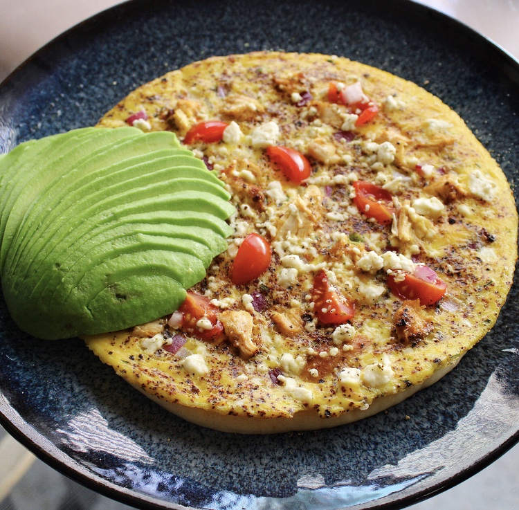 Open-Faced Omelette with Avocado and Toasted Pita Bread
