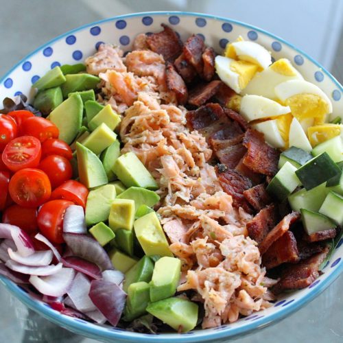 Citrus Salmon Cobb Salad with Bacon and Avocado